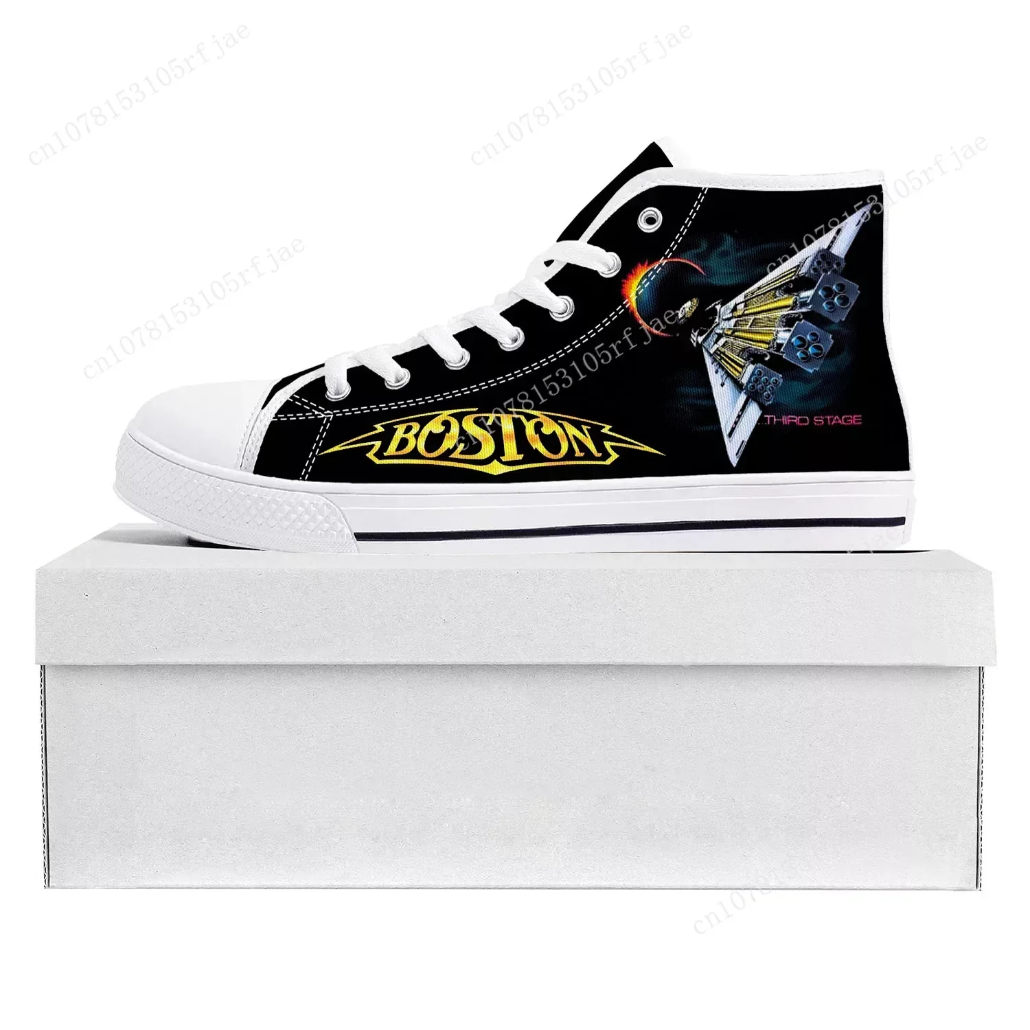 

Boston Band Rock Band High Top High Quality Sneakers Mens Womens Teenager Canvas Sneaker Casual Couple Shoes Custom Shoe White