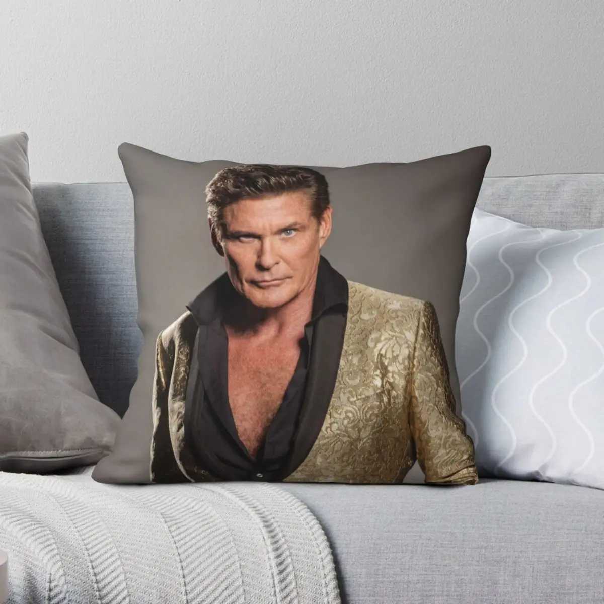 

David Hasselhoff Pillowcase Polyester Linen Velvet Printed Zip Decorative Pillow Case Home Cushion Cover