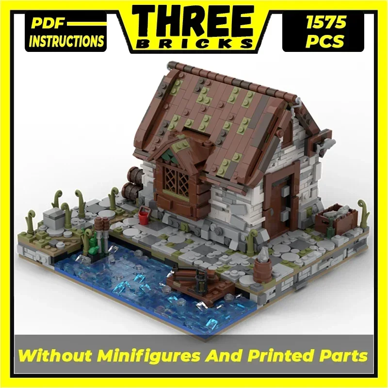 Medieval Street View Model Moc Building Bricks Fisherman's House Technology Modular Blocks Gift Christmas Toys DIY Sets Assembly