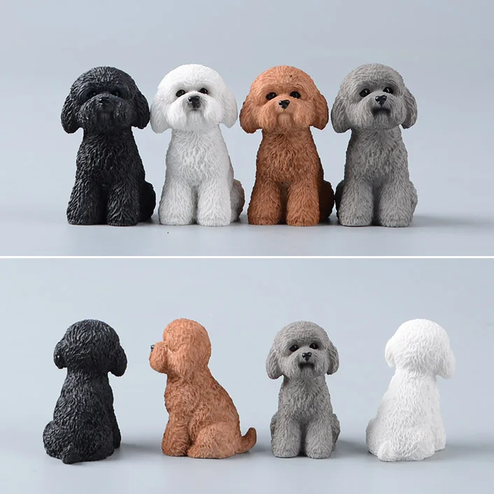 

2PCS/Lots Cute Poodle Dogs Resin Decoration Collectible Simulation Model Mini Figures Animal Dolls for Kids Birthday Gifts Toys