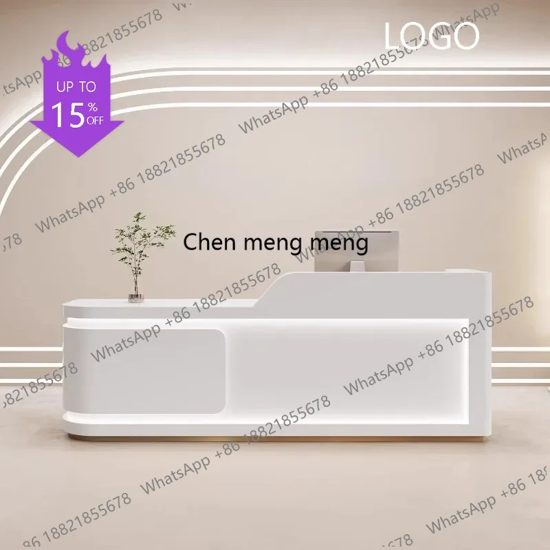 

D5556 Nordic Cream Style Reception Desks French Clothing Store Beauty Salon Cashier Desk Training Institution Office Furniture