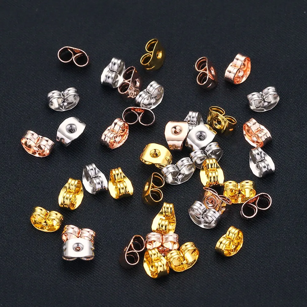 100pcs Butterfly Shape Earring Backs Hypoallergenic Secure Ear Locking Stainless Steel Earring Cap for Stud Earrings Ear Nut