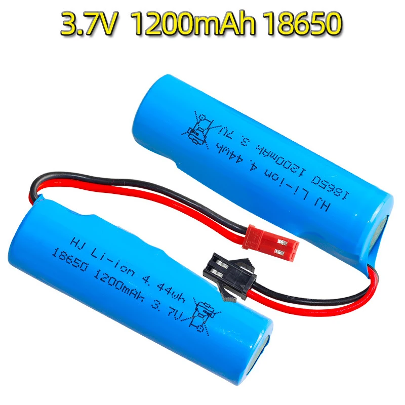 Bateria de lítio recarregável para brinquedos RC, helicóptero, aviões, carro, tanque, arma, caminhão, motocicletas, 18650, 3.7V, 1200mAh