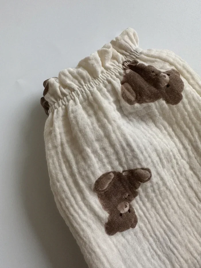Bio-Baumwoll-Musselin-Hosen für Babys, süße Capri-Hosen mit Muster, weiche, leichte Hosen für Neugeborene und Kleinkinder, für alle Jahreszeiten. – Detail 7