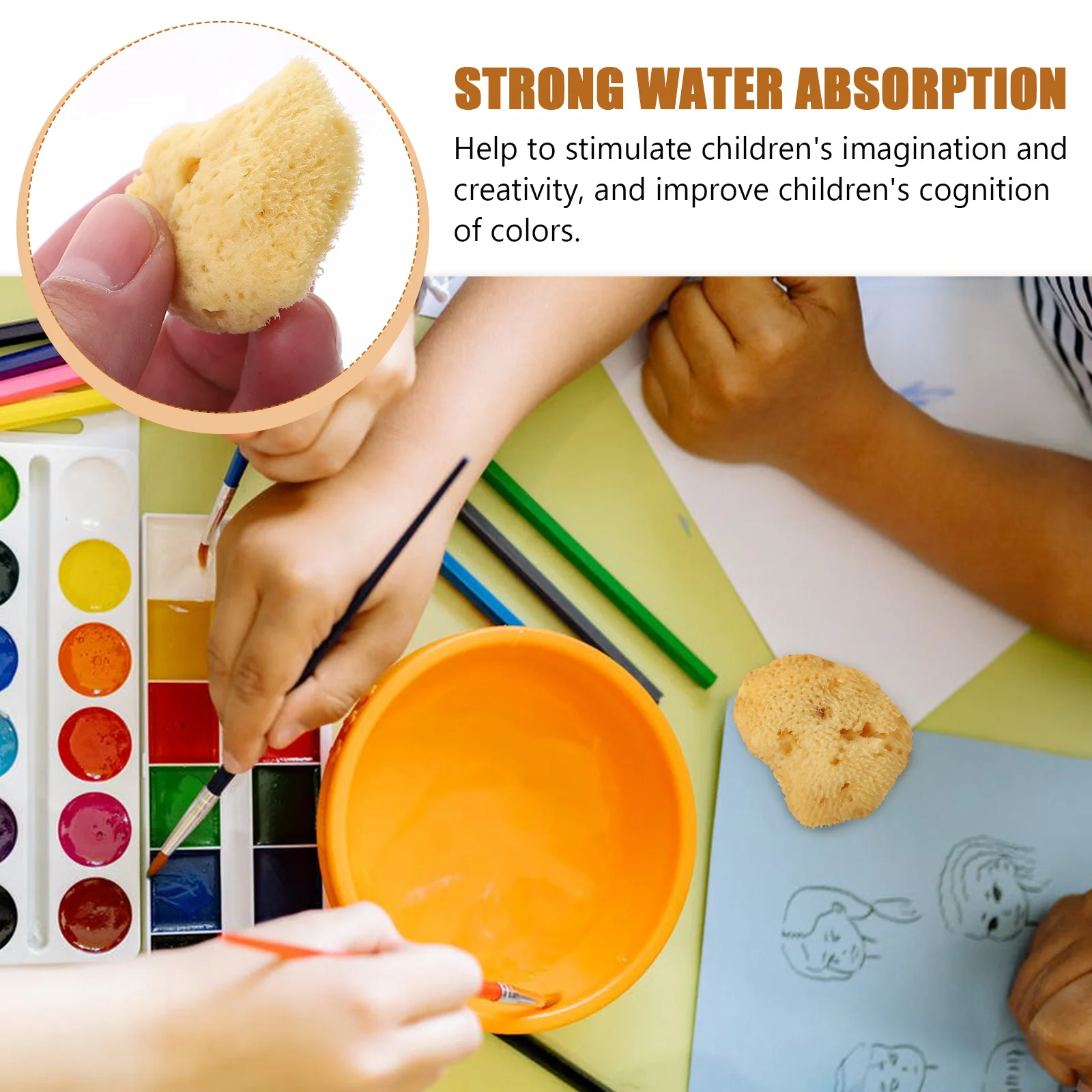 مجموعة طلاء إسفنجية بألوان مائية للمشروعات الفنية، أدوات رسم إسفنجية تعليمية ممتعة للاستخدام المنزلي والمدرسة #1