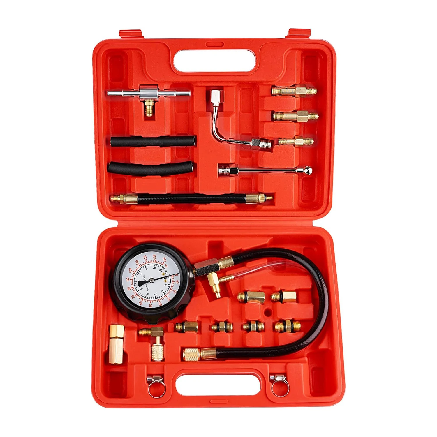 

0-140PSI Fuel Pressure Tester Kit, Fuel Injector Injection Pump Pressure Gauge, Fuel Pump Pressure Tester Diagnostic Tool