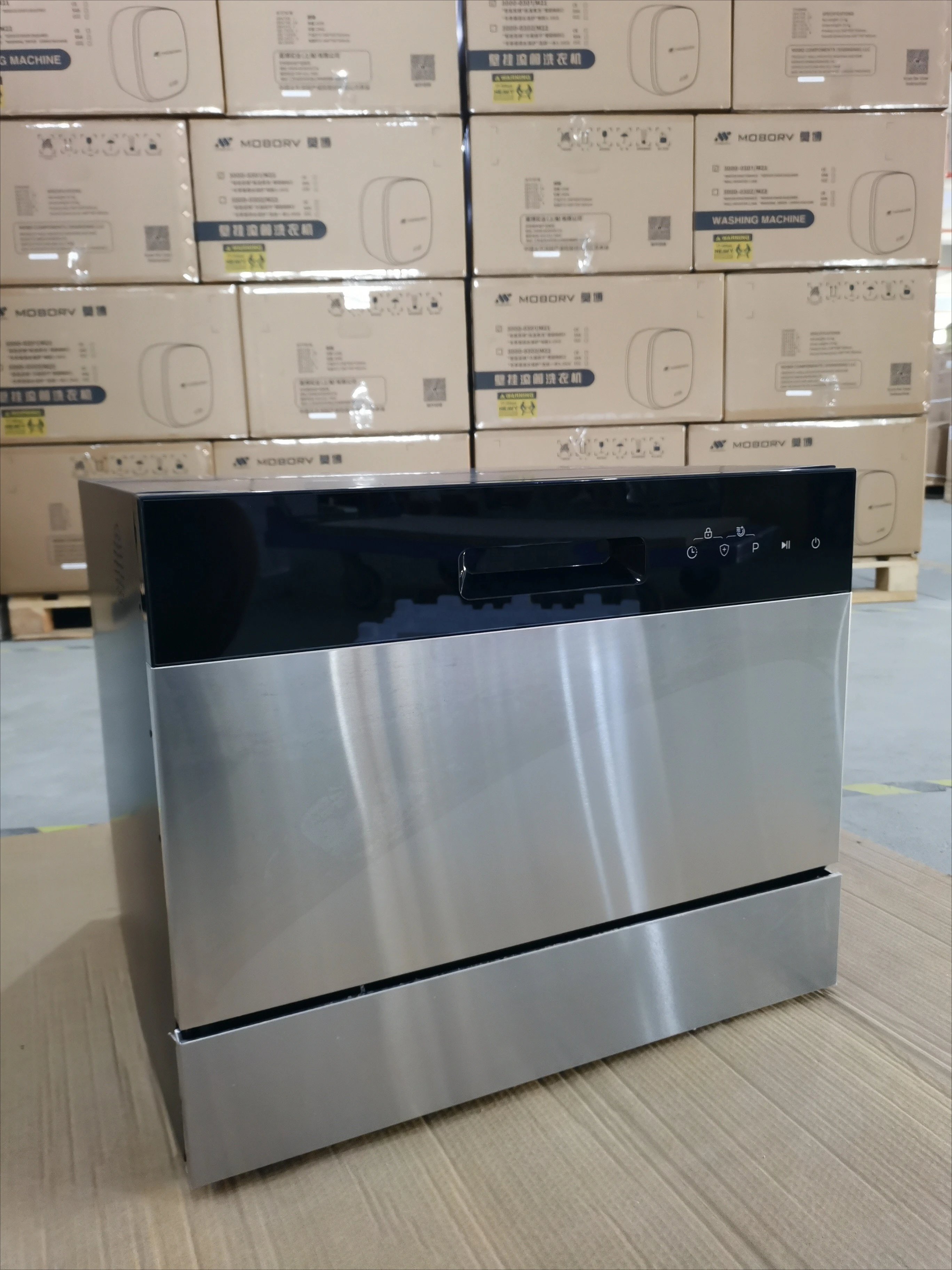 MOBORV CE Certified Automatic 6-Sets Dishwasher 304 Steel Built-In Caravan Appliance With LED Display For RV & Camping