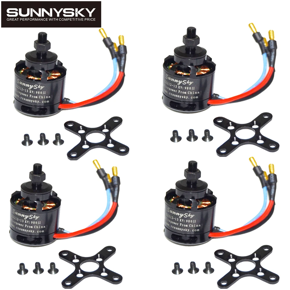 4pcs Sunnysky X2212 980KV 1250KV 1400KV Outrunner Brushless Motor 2212 for RC Quadcopter Multicopter