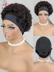 Bouncy Curly Short Machine Made Wigs Natural Hair Wigs 200% Density Remy Human Hair Wigs with Bangs PrePlucked for Black Women
