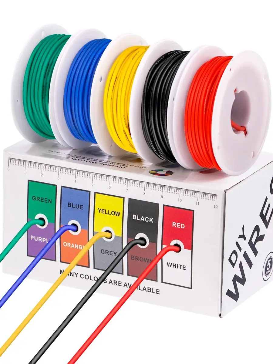 5 kleuren 16/18/20/22/24/26/28/30 AWG Gestrande Elektrische Draad Flexibele Siliconen Vertind Koperdraden 18 Gauge Hookup Draad Kabel - afbeelding 2
