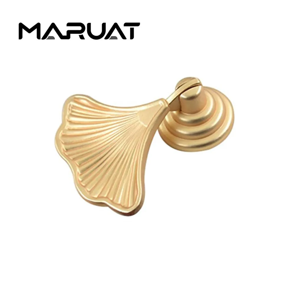 MARUAT Ginkgo Cupboard Knobs for Kitchen Cabinet Drawer Knobs Furniture Bookcase Cabinet Door Handles Creative Decorate Pulls