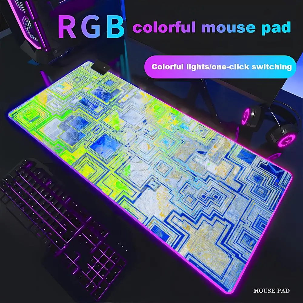 

HYBXAXC Rubber Mouse Pad Neon Tech Circuit Board Abstract Art Gaming Desk Pad for Office Home Gamer Keyboard Mat RGB LED Light