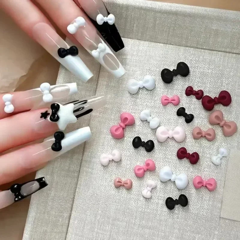 Ijs Transparant Frosted Hars Strik Hart Boor Strass Kristal Nail Art Decoratie Lint Strikje DIY Manicure Accessoires