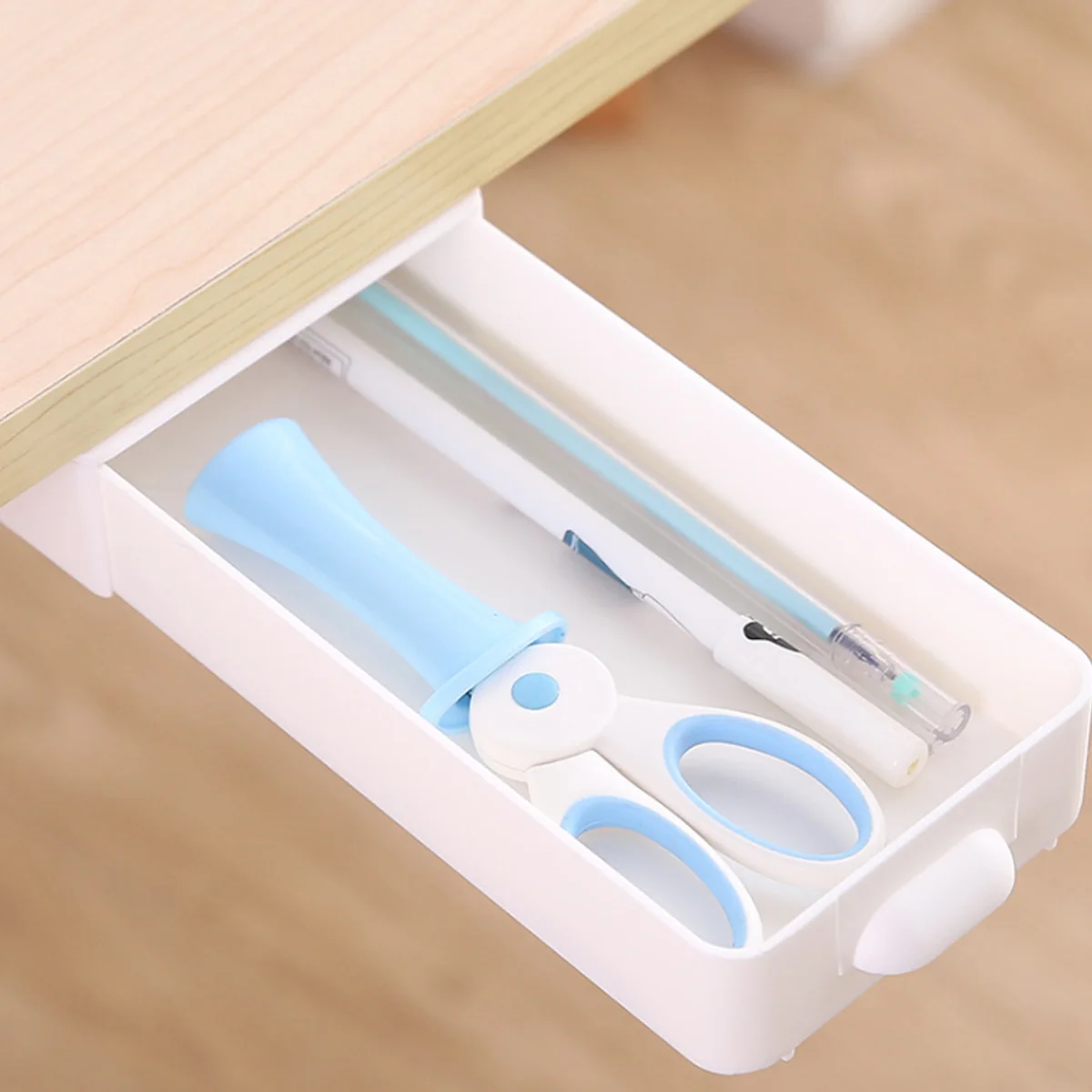 

1Set Drawer Hidden Desk Organizer Storage Tray Self-Adhesive Double-Sided Tape Clean Desktop Storage Solution Drawer Hidden Desk