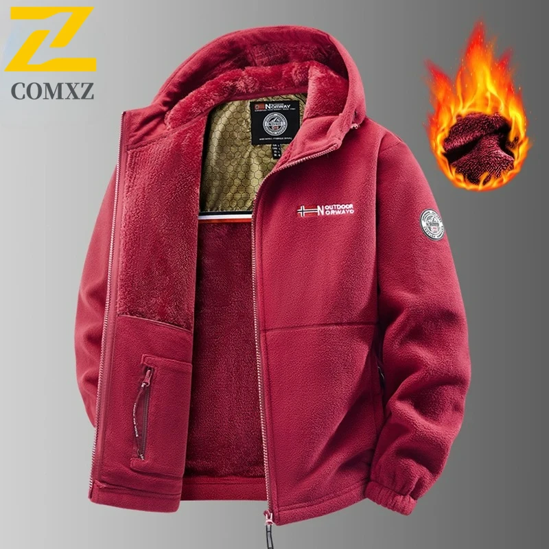 

COMXZ 2025 Winter Warm Jacket Men High Quality Design Thick Cold Proof Hooded Coat Fashion Fleece Clothes Snow Windproof Parka