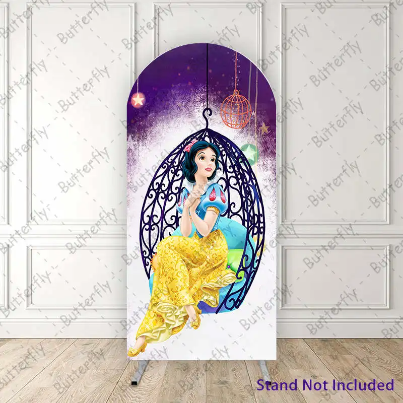 

Dreamy Disney Cartoon Lift Cute Snow White Princess Arch Photography Backdrop Cover Girls Birthday Party Background Decoration