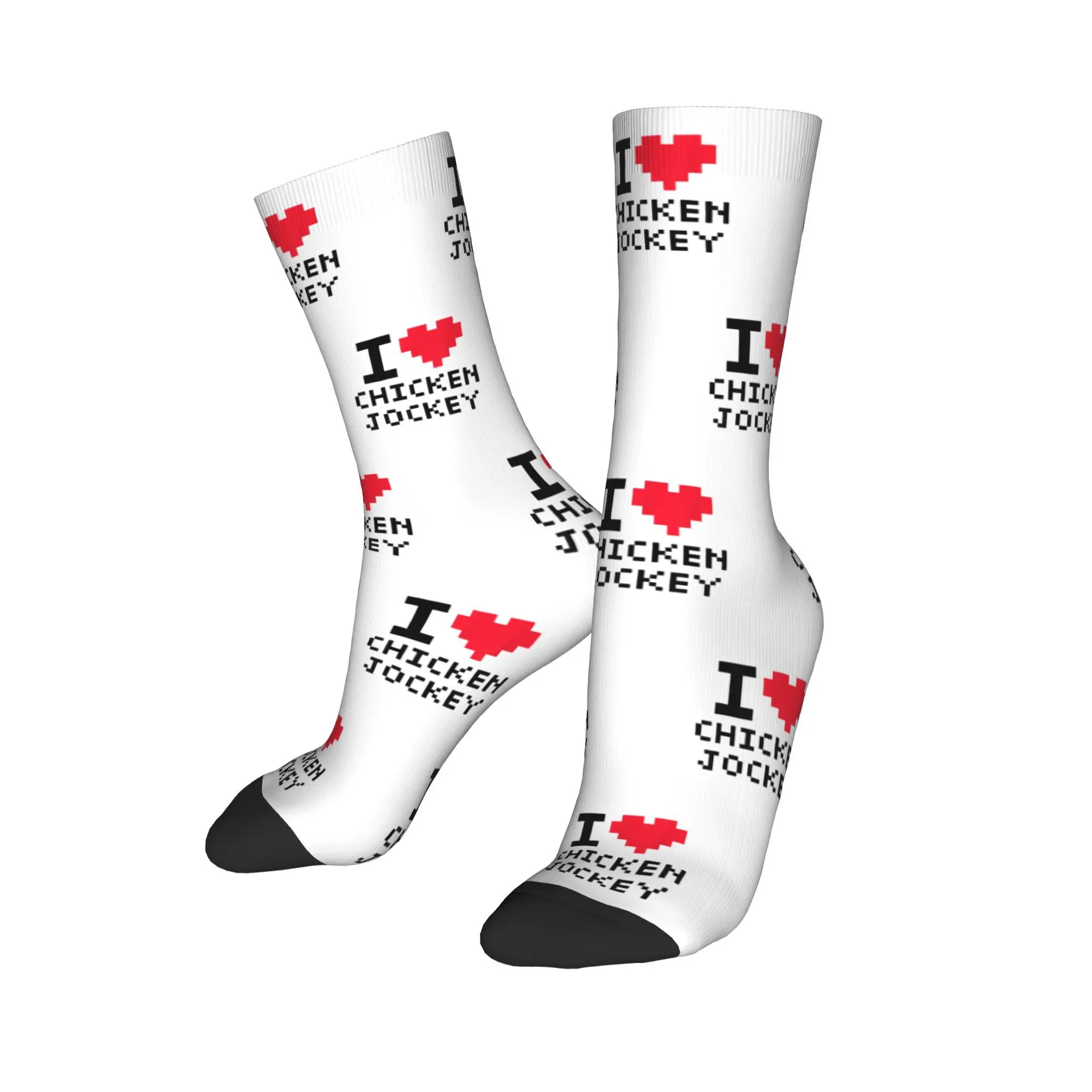 Otoño Invierno divertidos hombres mujeres I Love Chicken Jockey calcetines calcetines deportivos transpirables