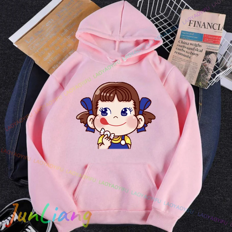 Kawaii جديد في هوديس وبلوزات موضة ملابس الشارع الشهير الشرير ريترو الحليب Peko-chan المرأة هوديي Harajuku Y2k الملابس الملابس #3