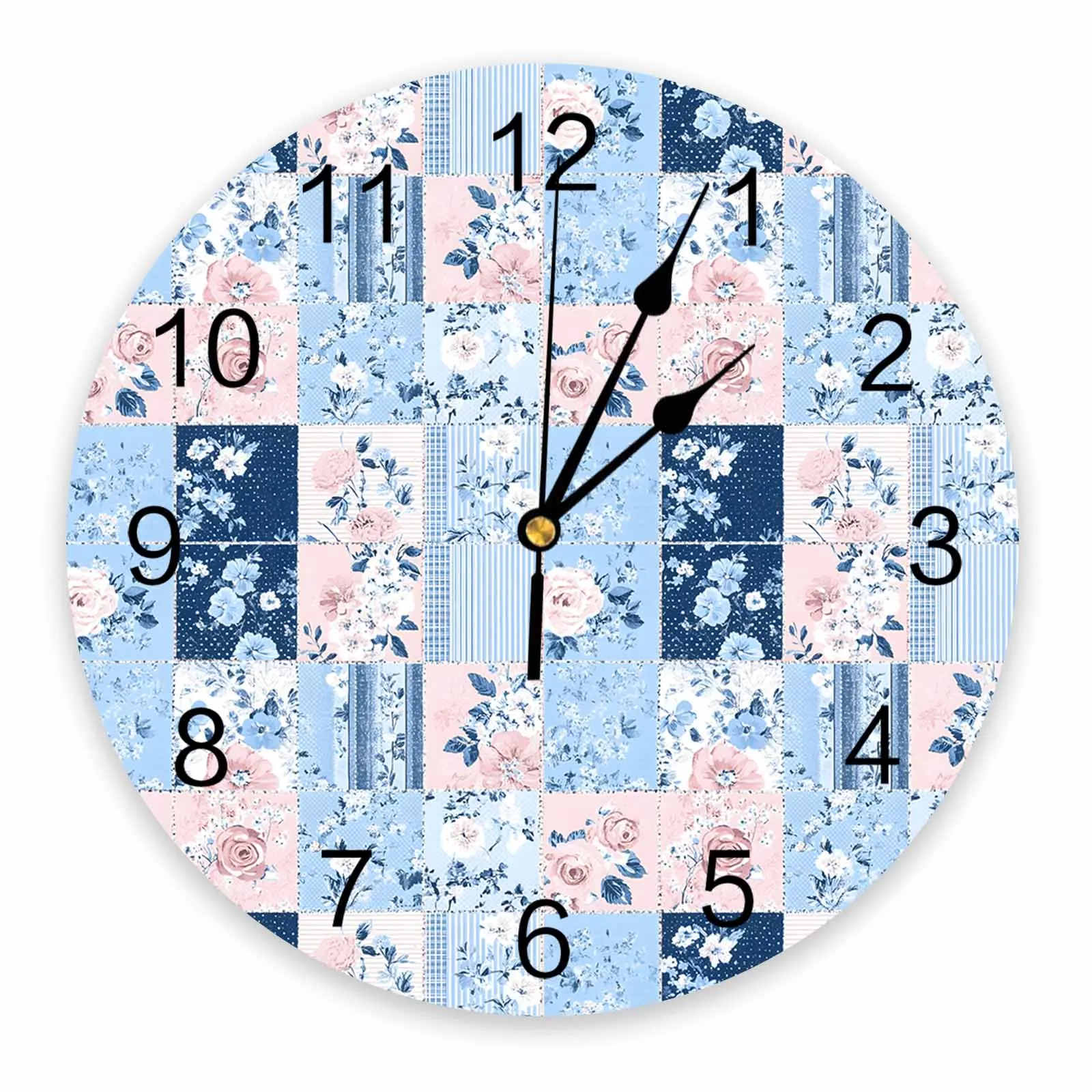 Farmhouse Vintage Texture Blue Pink PVC Wall Clock Bedroom Decoration Wall Clock Modern Design Home Decore Wall Digital Clock