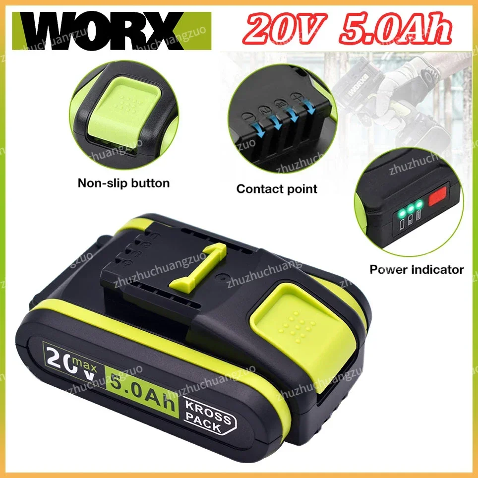 

5000mAh For Worx 20V Battery Li-ion Battery WA3553 WA3551 WA3551 WA3572 WA3553 WX390 WA3551 WX176 WX178 WU268 Drill Battery