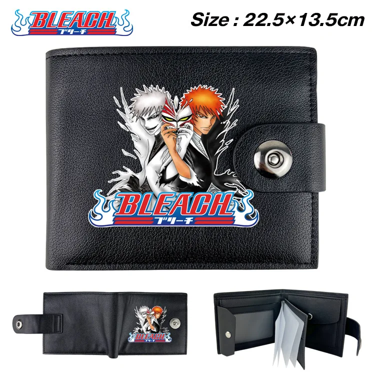BLEACH Anime Cartoon Portable Snap Wallet Folding Short Coin Purse Card Holder