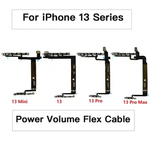 Bilashmart Power ON OFF Volume Button Silent Switch Flex Cable iPhone 13 Mini Pro Max Replacement With Brackets Preinstalled