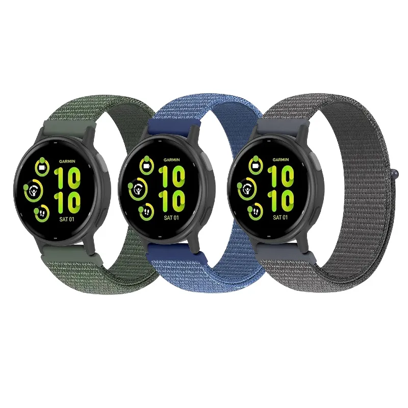 Nylon Hook and Loop Sport Watch Band 18mm 20mm 22mm, Adjustable Replacement Wrist Strap for Samsung Galaxy Smart Watch