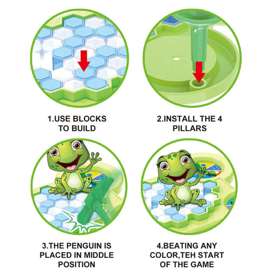 Ice breaking game to save frogs, desktop family game, frog hitting bricks, chessboard puzzle game, boys and girls gifts