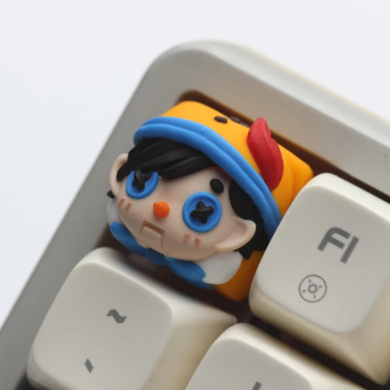 MiFuny Cute Pinocchio Keycap Resin material  Layered Drip Gel Craft Keycap for Mechanical Keyboard Unique Accessories Gift Idea