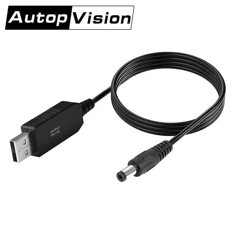 5.5*2.1mm WiFi to Powerbank Cable Connector DC 5V 9V 12V USB Cable Boost Converter Step-up Cord for Wifi Router