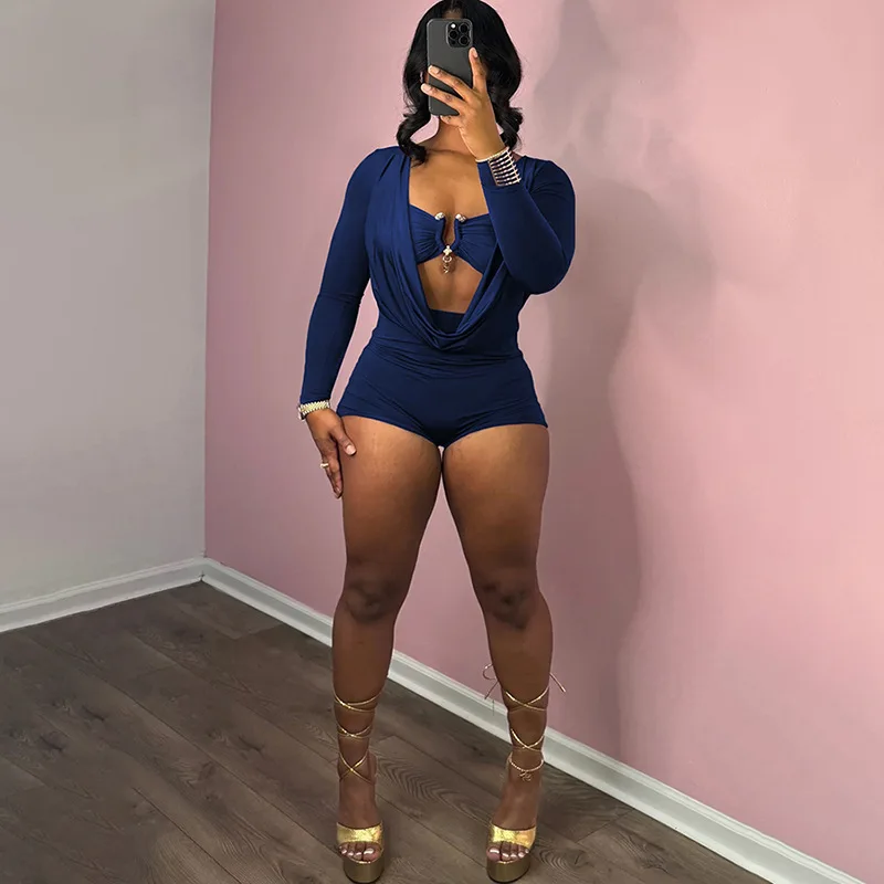 

Европейский сексуальный боди с глубоким V-образным вырезом, однотонный облегающий комбинезон для клуба, обтягивающий комбинезон для женщин