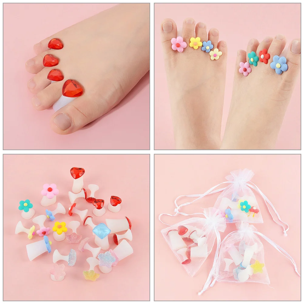 24 Uds herramientas de uñas manicura separador de dedos separadores de dedos decorativos para mujeres flor pedicura esmalte de diamantes de imitación