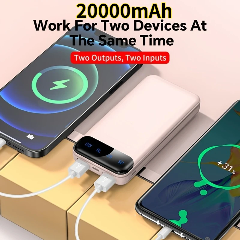 20000mAH Power Bank Super Fast Charging Battery High Capacity Digital Display External Battery for Iphone Samsung
