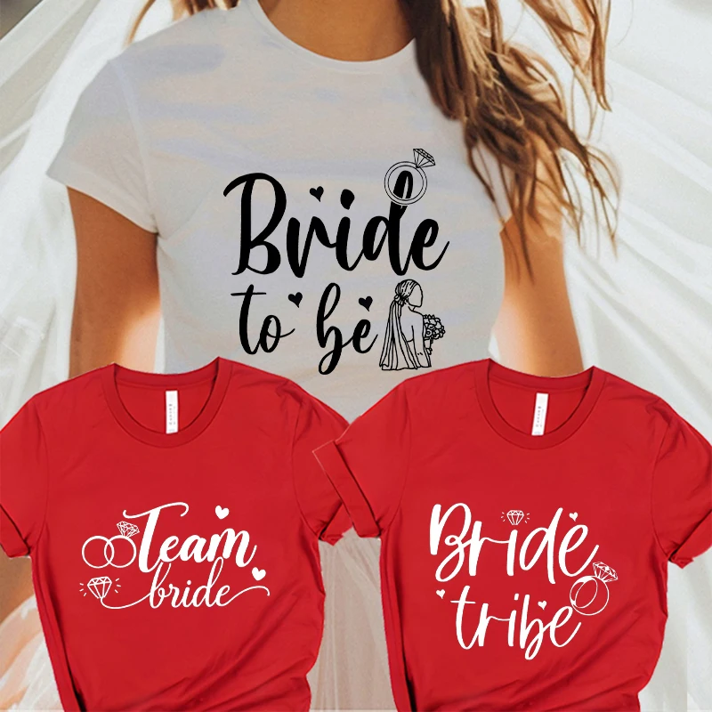 Team Bride Squad Tribe T-shirt for Bridesmaids, Wedding Engagement Party Tops, Bride To Be Bridal Shower Bachelorette T-shirt