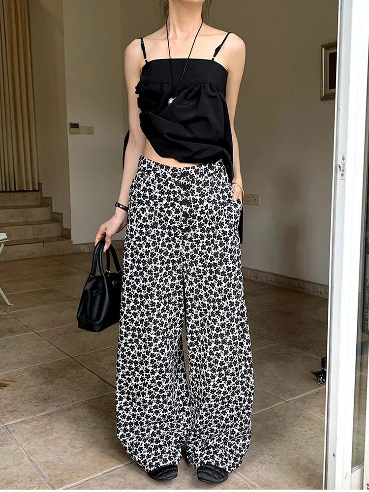 

Casual Wide Leg Pants Loose Feeling Printed Women's Pants 2025 Summer New