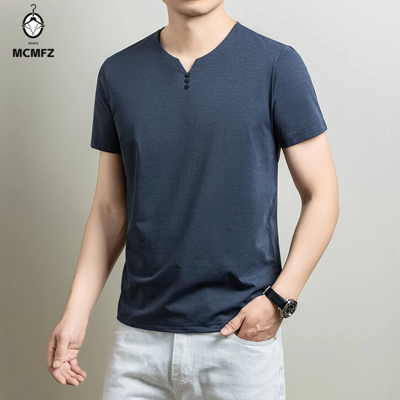 Mens Basic Henley T Shirt Comfortable Cotton Blend Short Sleeve Tops For Casual Business Office Daily And Weekend Activities view 3
