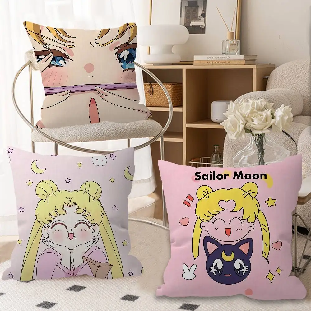 Cute S-Sailor M-MoonS 45*45cm Cushion Cover Pillow Cover Decor Pillowcase Home Pillowcase for Couch Pillow