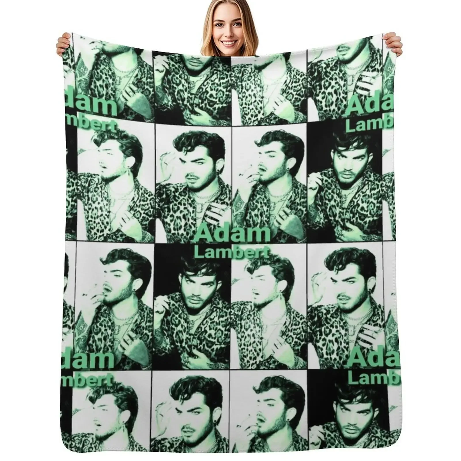 

Hot in green Adam Lambert Throw Blanket Sofa Soft Plaid Flannel Fabric for babies Blanket
