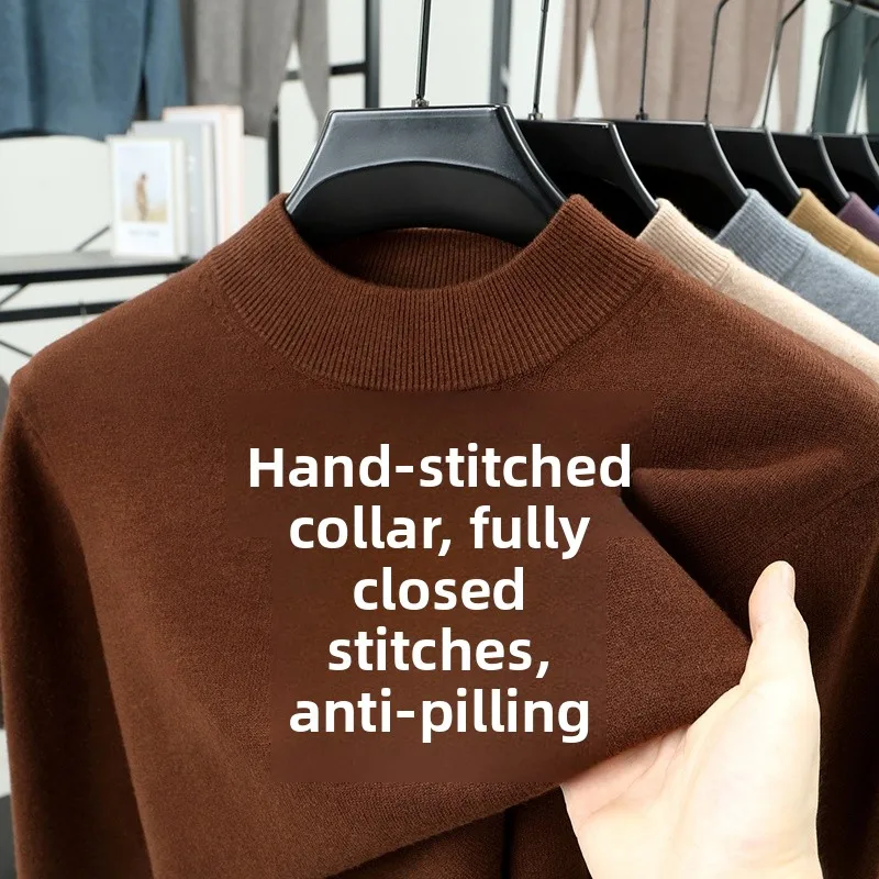 

Y Верблюжий вязаный свитер в полоску Long Sve f Высокий воротник Ciwalk Подходит для женщин среднего возраста Устойчив к деформации