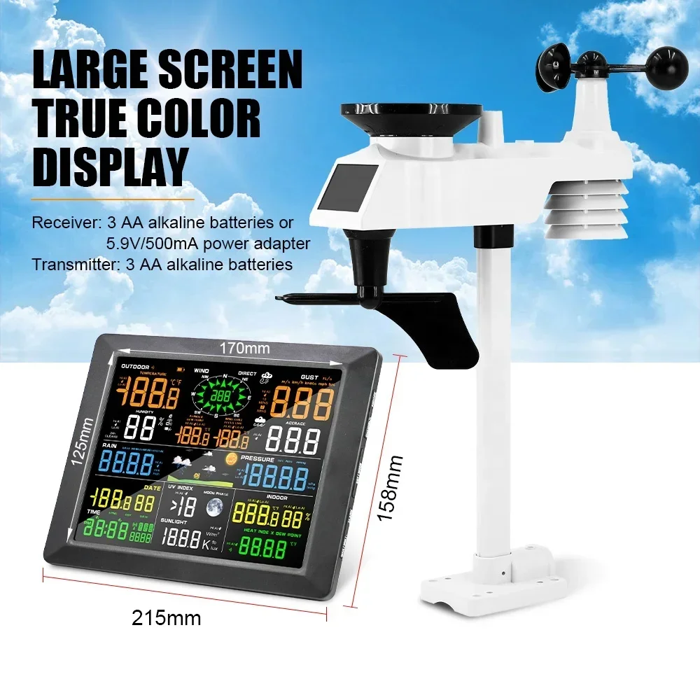 Weather Station wifi + UV index Type RTS 9 in 1 big screen indoor and WIFI connect outdoor sensor on sale weather station