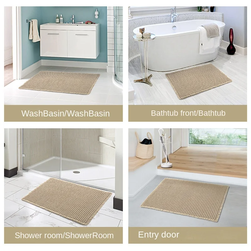 Solid Color Waffle Carpet Bathroom Entrance Door Absorbent Floor Mat Waffle Door Mat Bathroom Non-slip Floor Mat