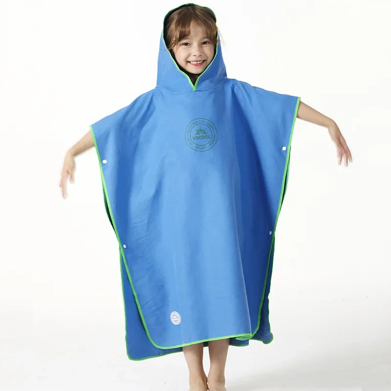 Kids Microfiber Swim Cover-ups Hooded Bath Beach Poncho Towels Surf Poncho Quick Dry Changing Bathrobe Child Swimming Towels