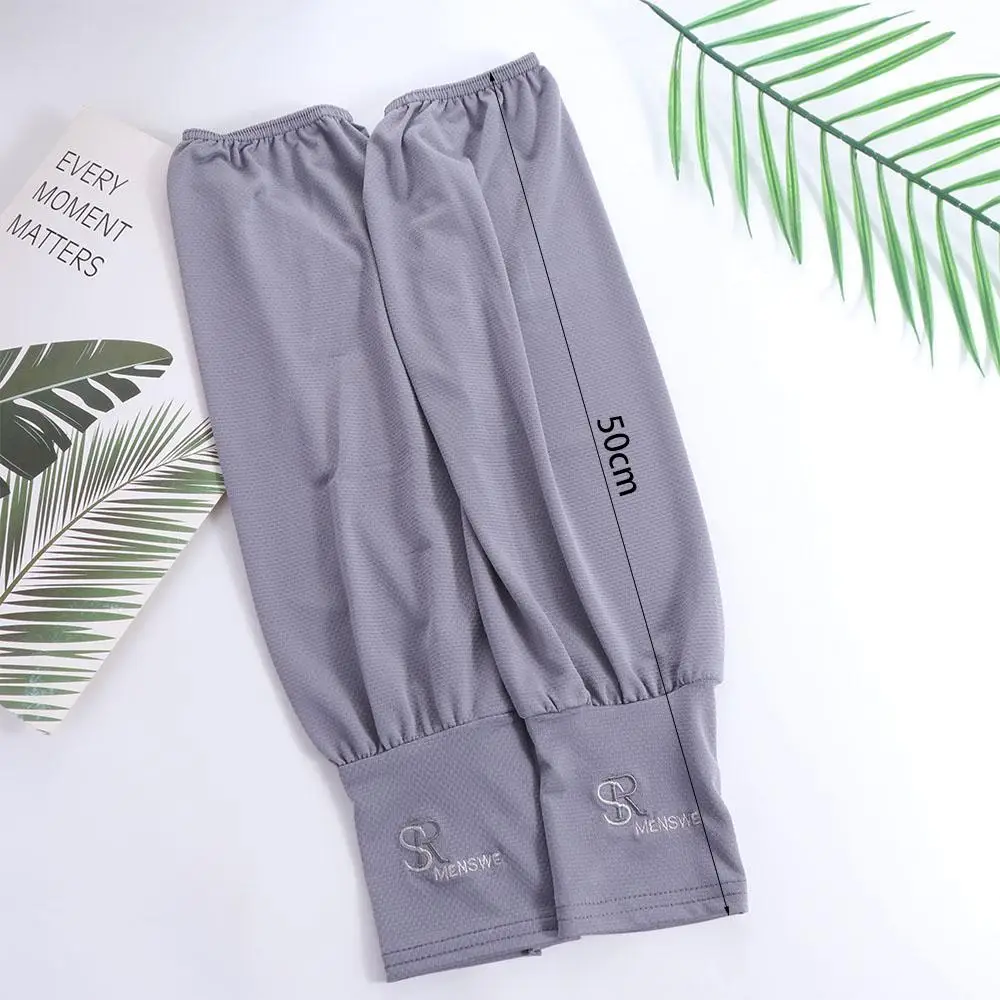 สีทึบแขนผ้าไหมน้ําแข็งตัวอักษร UV ฉนวนกันความร้อนครีมกันแดดแขนยาวถุงมือหลวมแขนอุ่น Sun Protection Cover