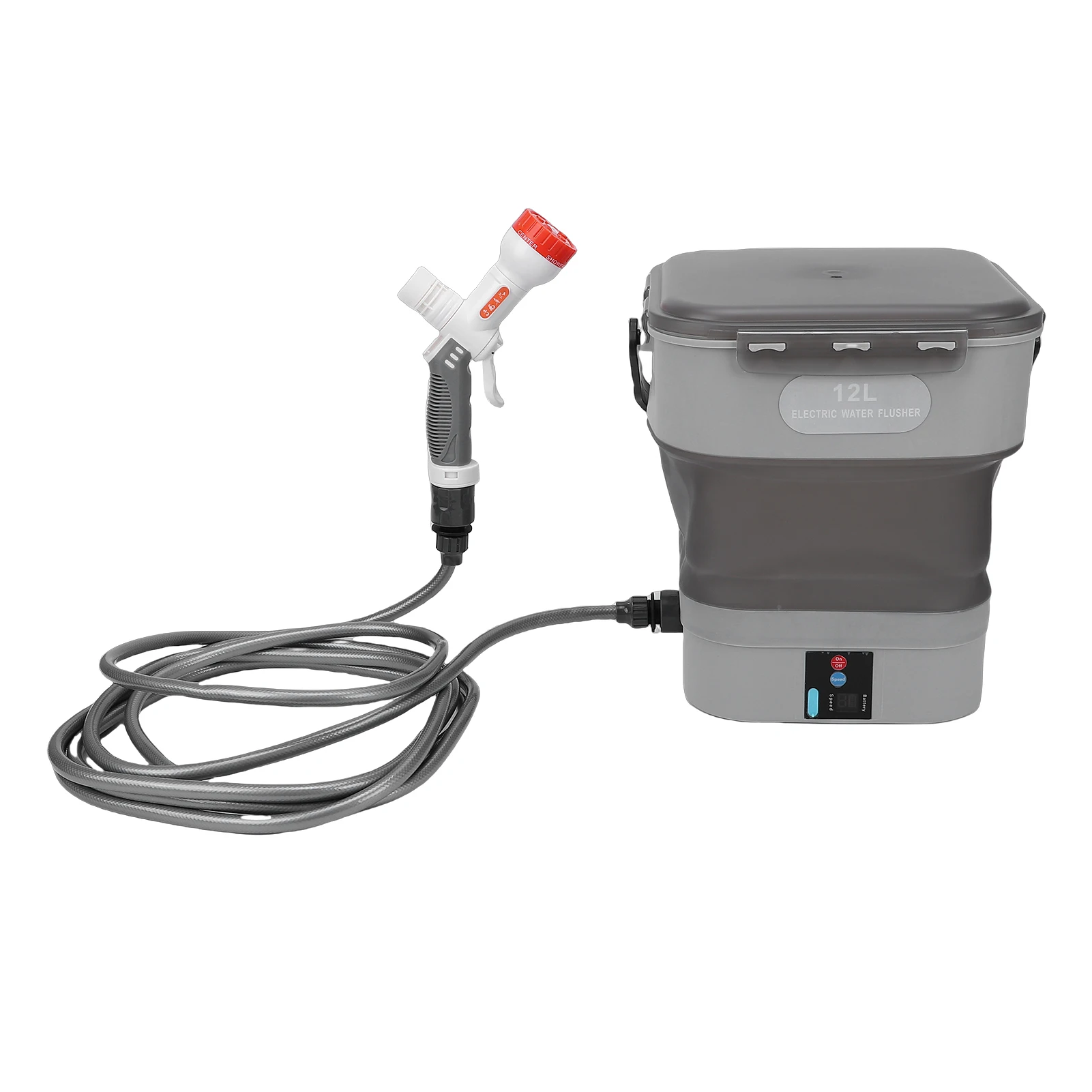 Battery Powered Sprayer Rechargeable Portable Electric Water Pressure Car Washer with 12L Foldable Water Tank for Garden Lawn