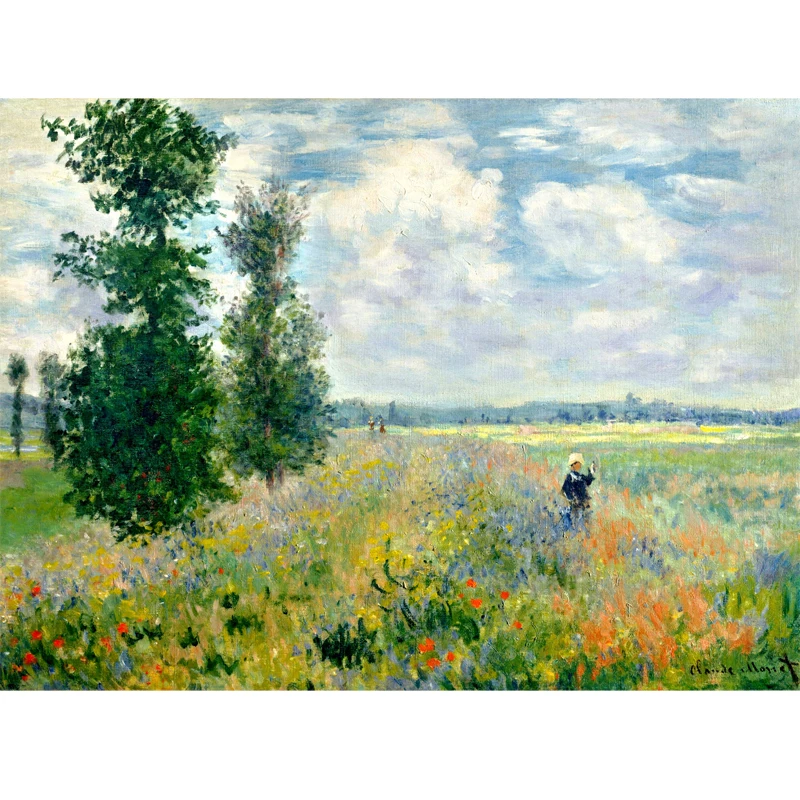 100% Handmade Impressionism Landscape Oil Painting Reproduction on Linen Canvas,Poppy Field Argenteuil by Claude Monet,Wall Art