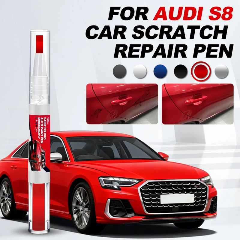 

Автомобильные инструменты и аксессуары: Карандаш для ремонта лакокрасочного покрытия автомобиля для AUDI S8 1994-2023 гг., аксессуары для устранения царапин, цвета: серый LZ7S, синий LX5B, белый LS