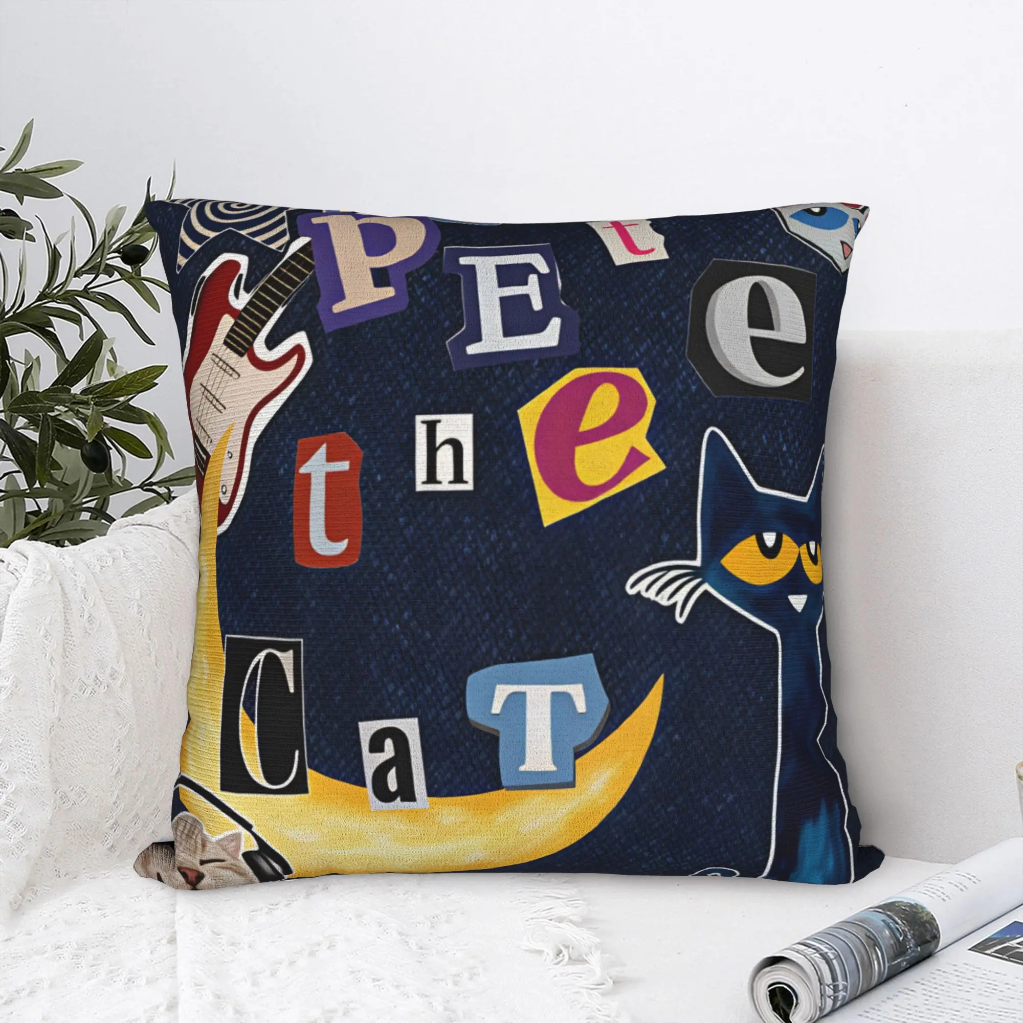 Pete the Cat I Love My White Shoes Pillow Case  Soft Pillow Cover Retro Trendy Pillowcases For Wedding Party Home Decor
