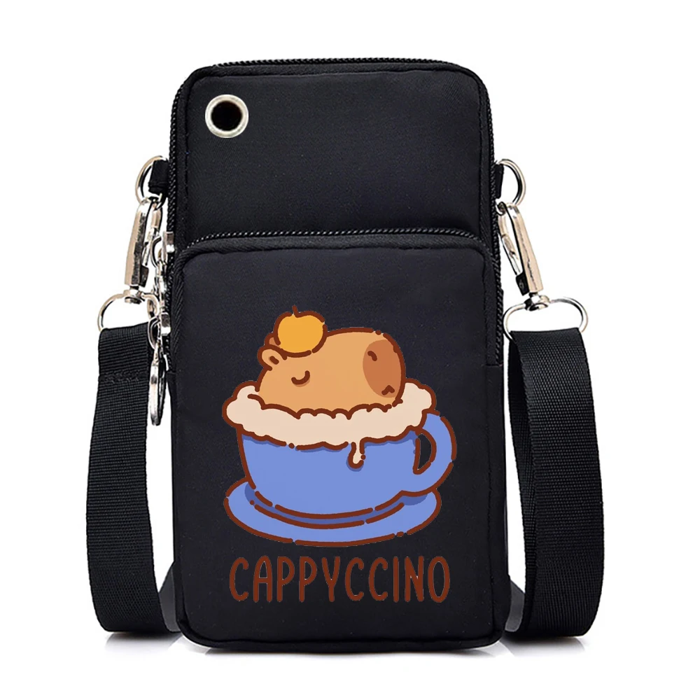 Nylonowa damska mała torba na ramię Cartoon Capybara torba na telefon komórkowy modna torebka portmonetka unisex Mini Capybara torba Crossbody