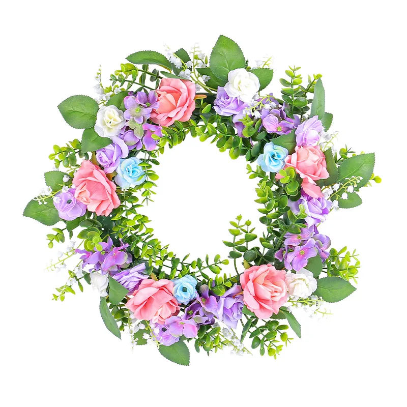 

Rose Garland Summer And Purple Rose Garland Large Wall Hanging Decoration Summer Farmhouse Front Door Lighted Heart Wreath