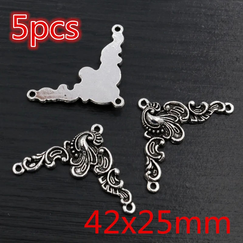 New Antique Silver Plated Bronze Alloy Metal Connector Charms Pendant Flower Vintage Small Charms DIY Neckalce Jewelry Fidings